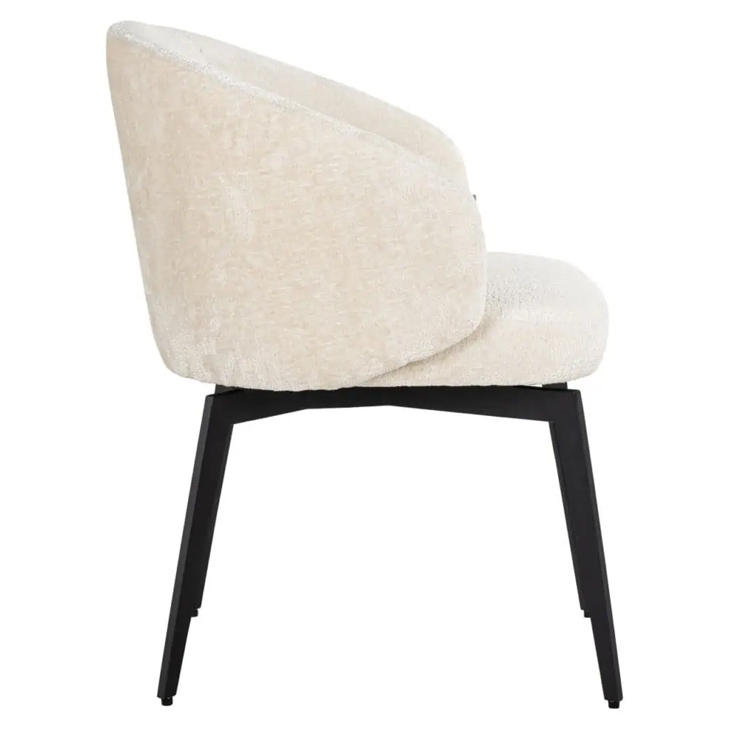 - Eetkamerstoel Amphara FR white chenille fire retardant