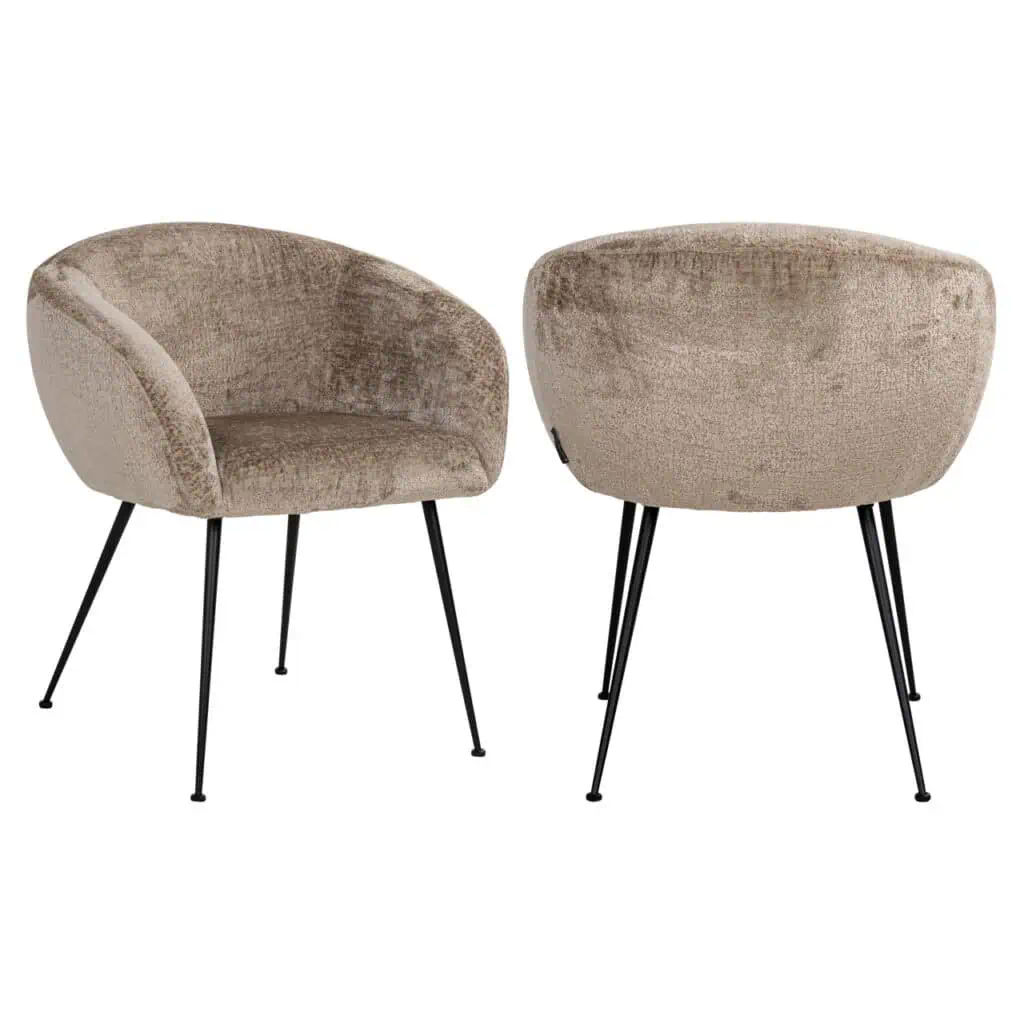 - Eetkamerstoel Ruby taupe chenille