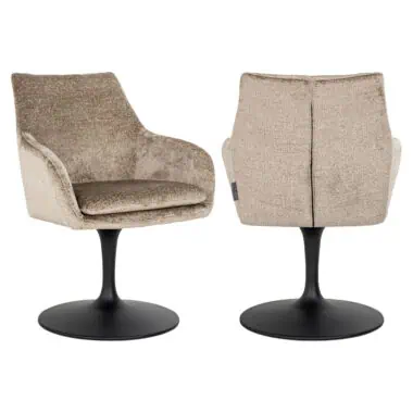 - Eetkamerstoel Marlon taupe chenille