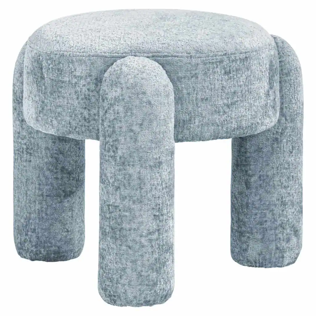 - Poef & Voetenbank Holly light blue chenille
