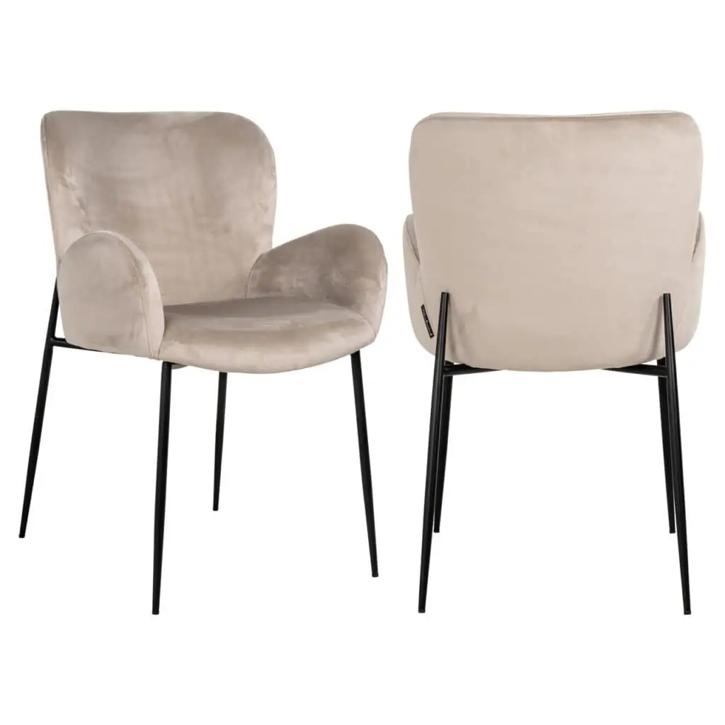 - Eetkamerstoel Amber khaki velvet fire retardant