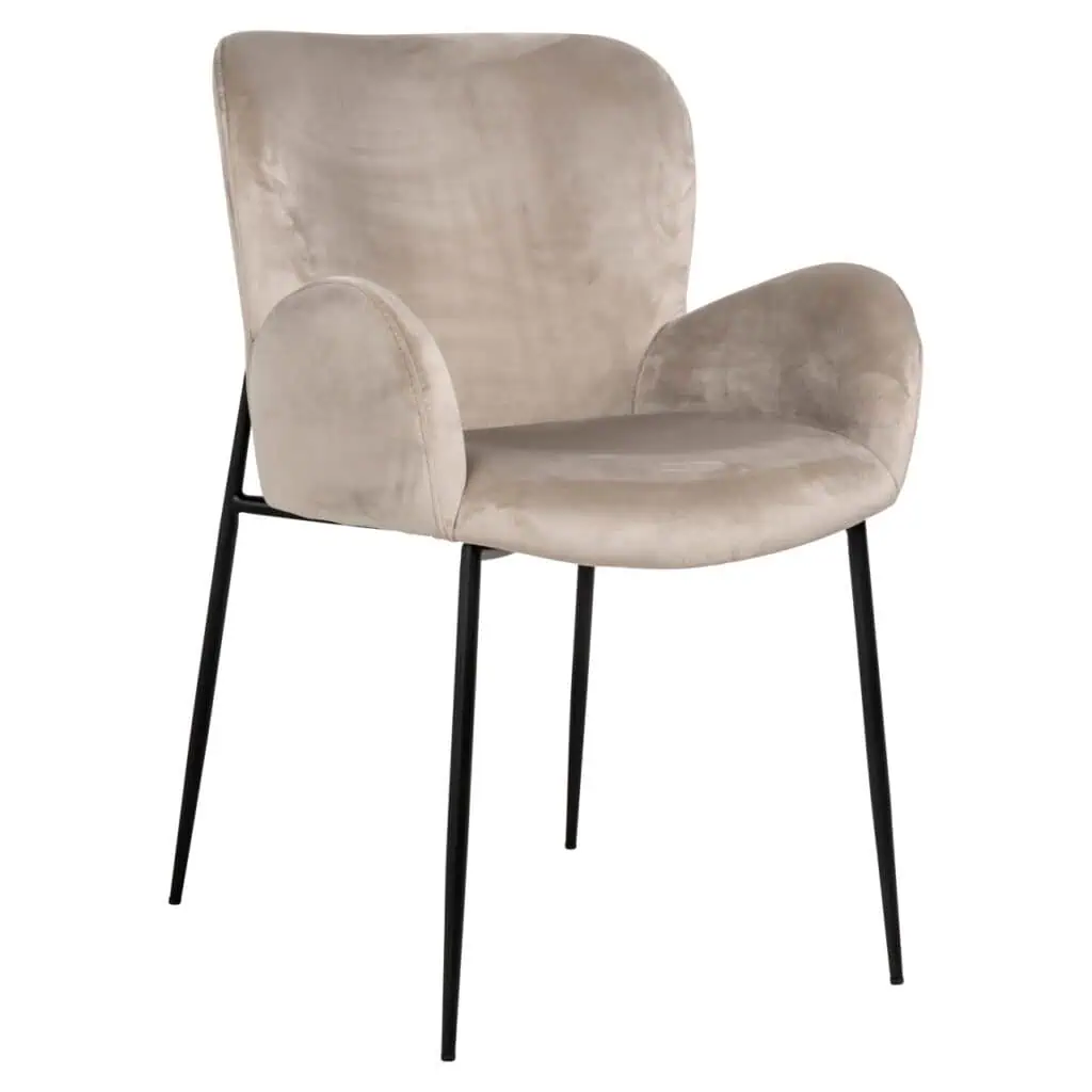 - Eetkamerstoel Amber khaki velvet fire retardant