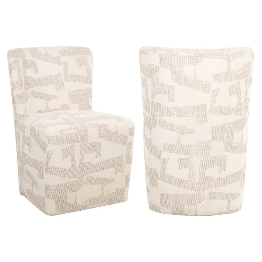 - Eetkamerstoel Lorain beige graffic on wheels