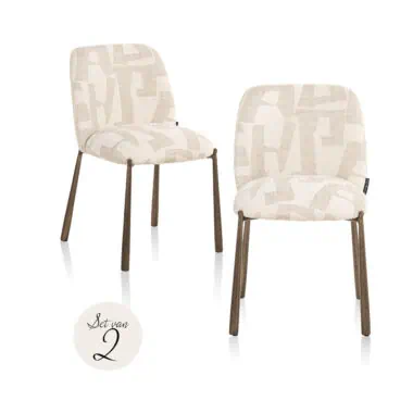- Eetkamerstoel Lana beige graffic (Set of 2)