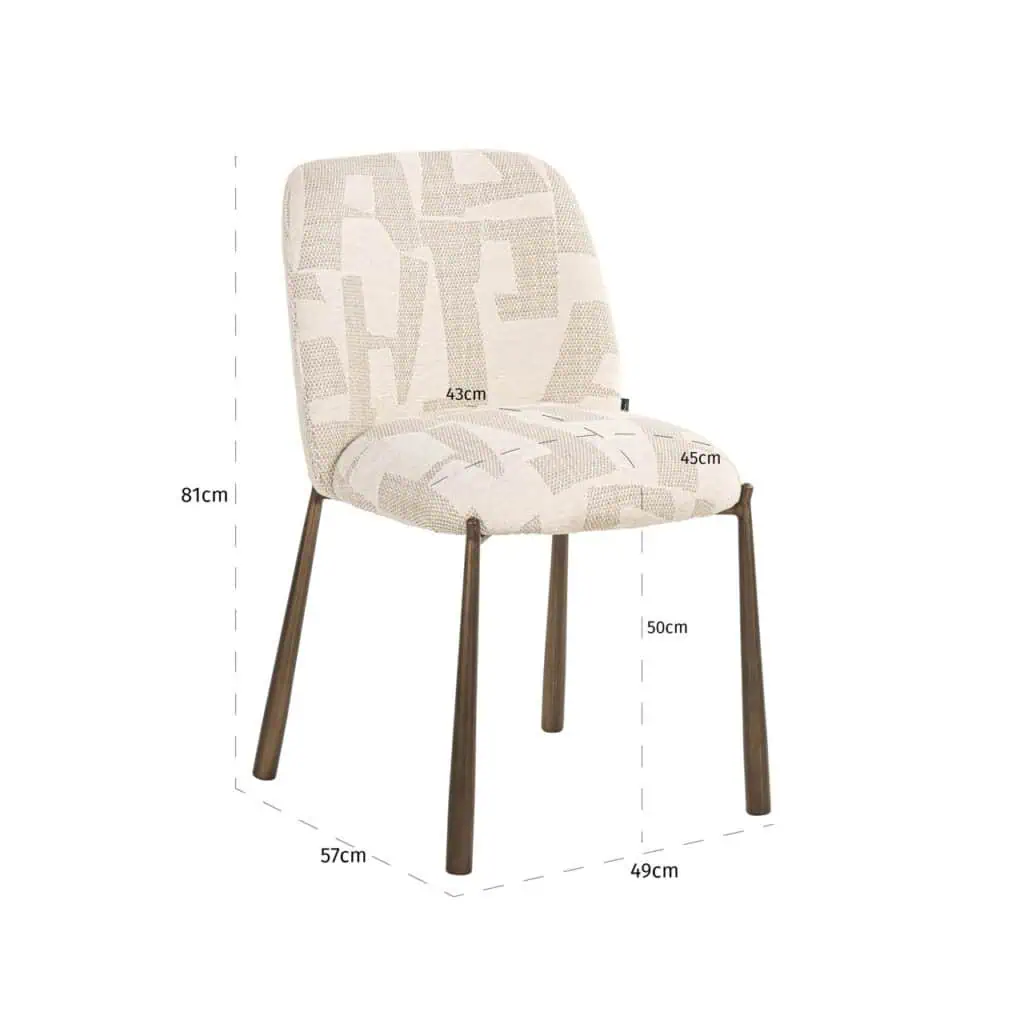 - Eetkamerstoel Lana beige graffic (Set of 2)