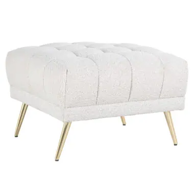 - Poef & Voetenbank Huxley white bouclé