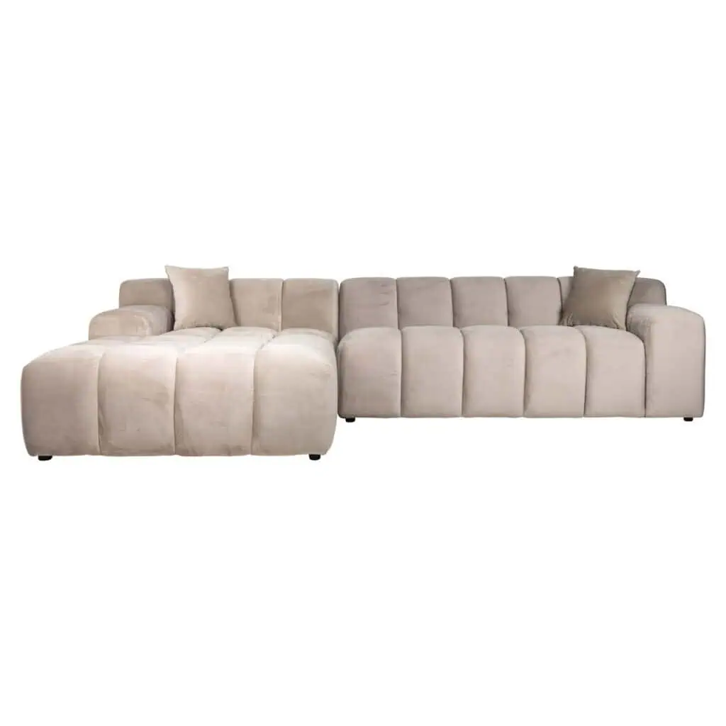 - Bank Cube khaki velvet 3-seater + lounge left