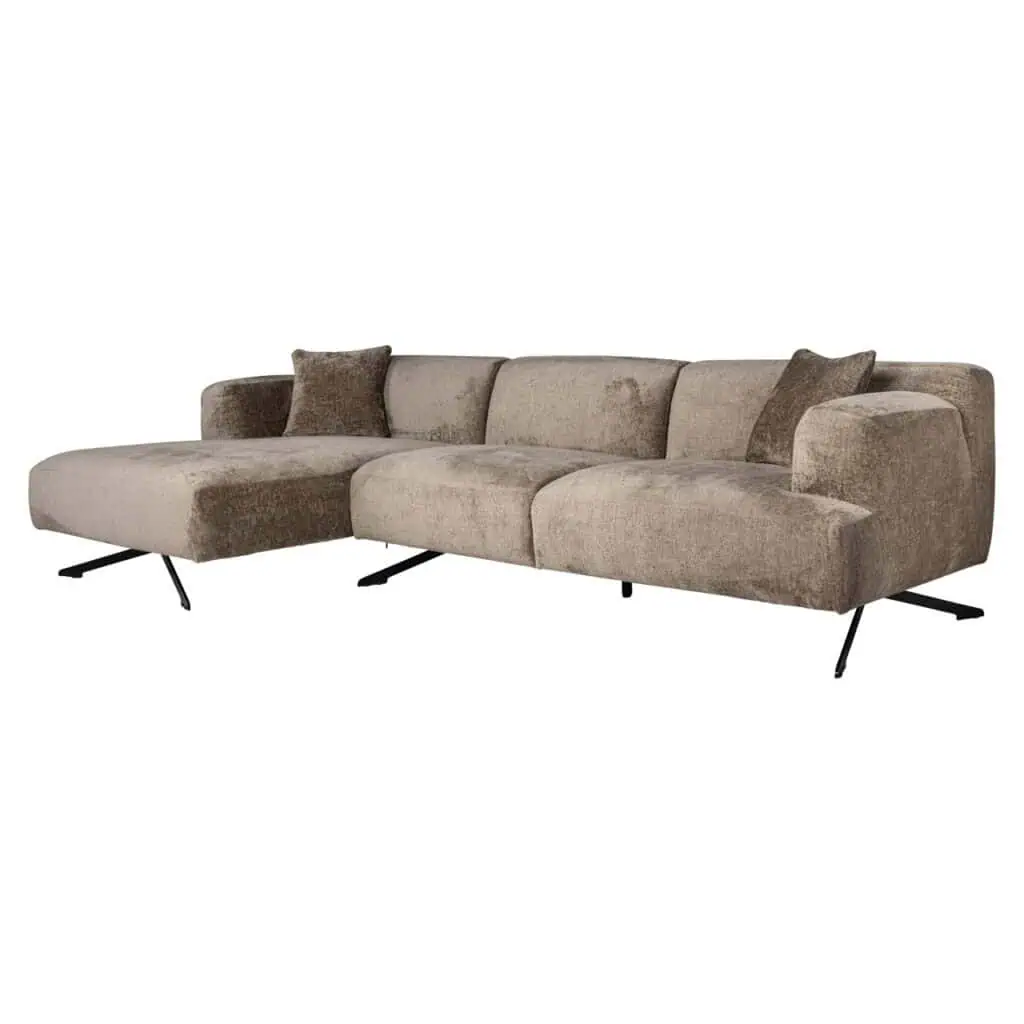 - Bank Donovan taupe chenille 3-seater + lounge left
