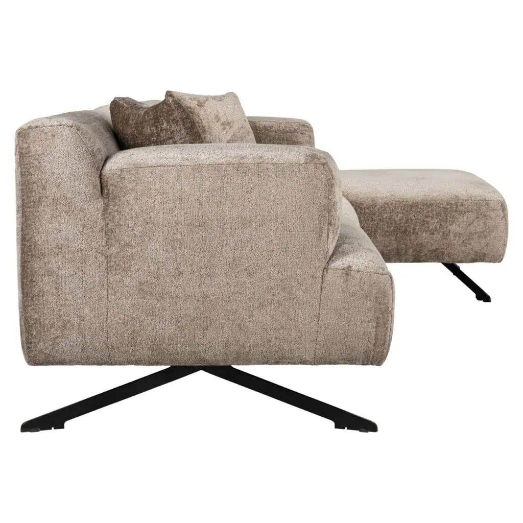 - Bank Donovan taupe chenille 3-seater + lounge right