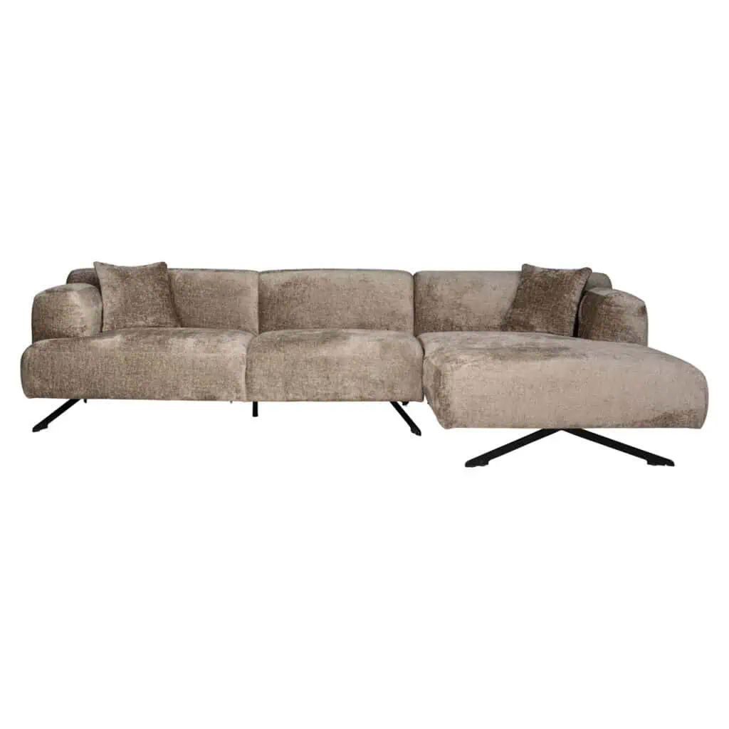 - Bank Donovan taupe chenille 3-seater + lounge right