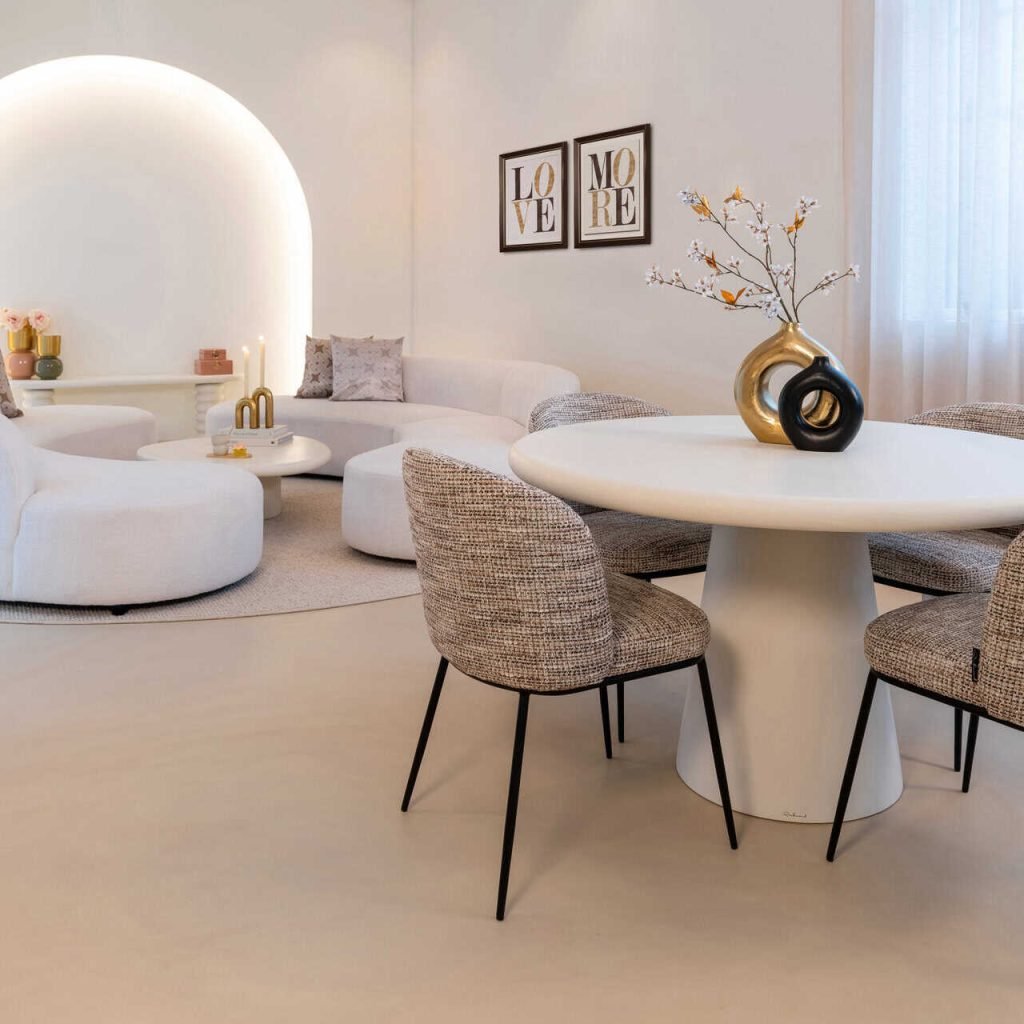 - Eettafel Bloomstone white 130Ø