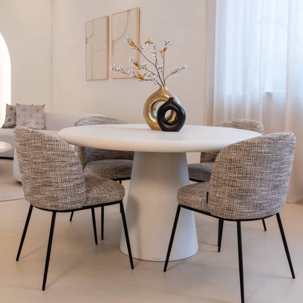 - Eettafel Bloomstone white 130Ø