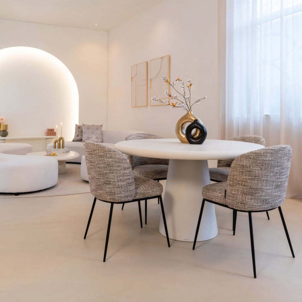 - Eettafel Bloomstone white 130Ø