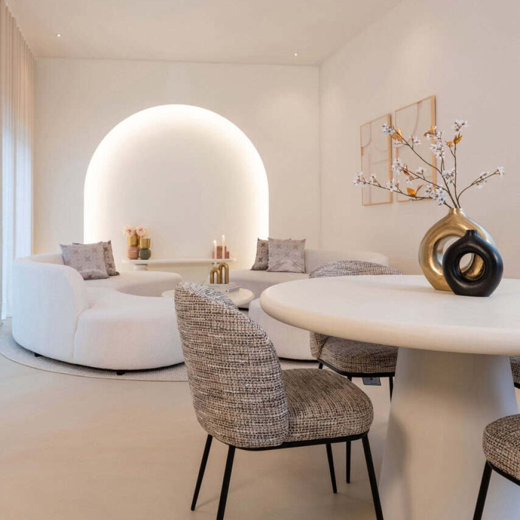 - Eettafel Bloomstone white 130Ø