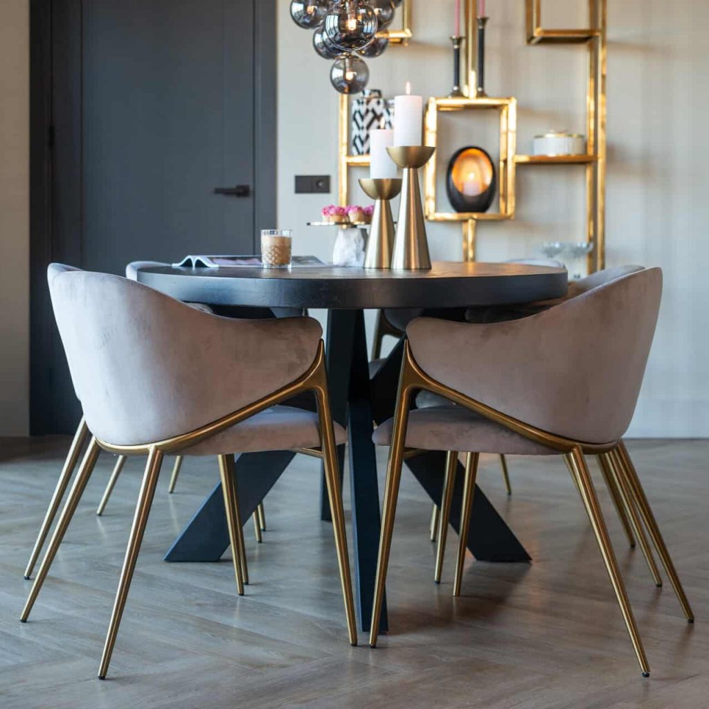 - Eetkamerstoel Gwen khaki velvet fire retardant