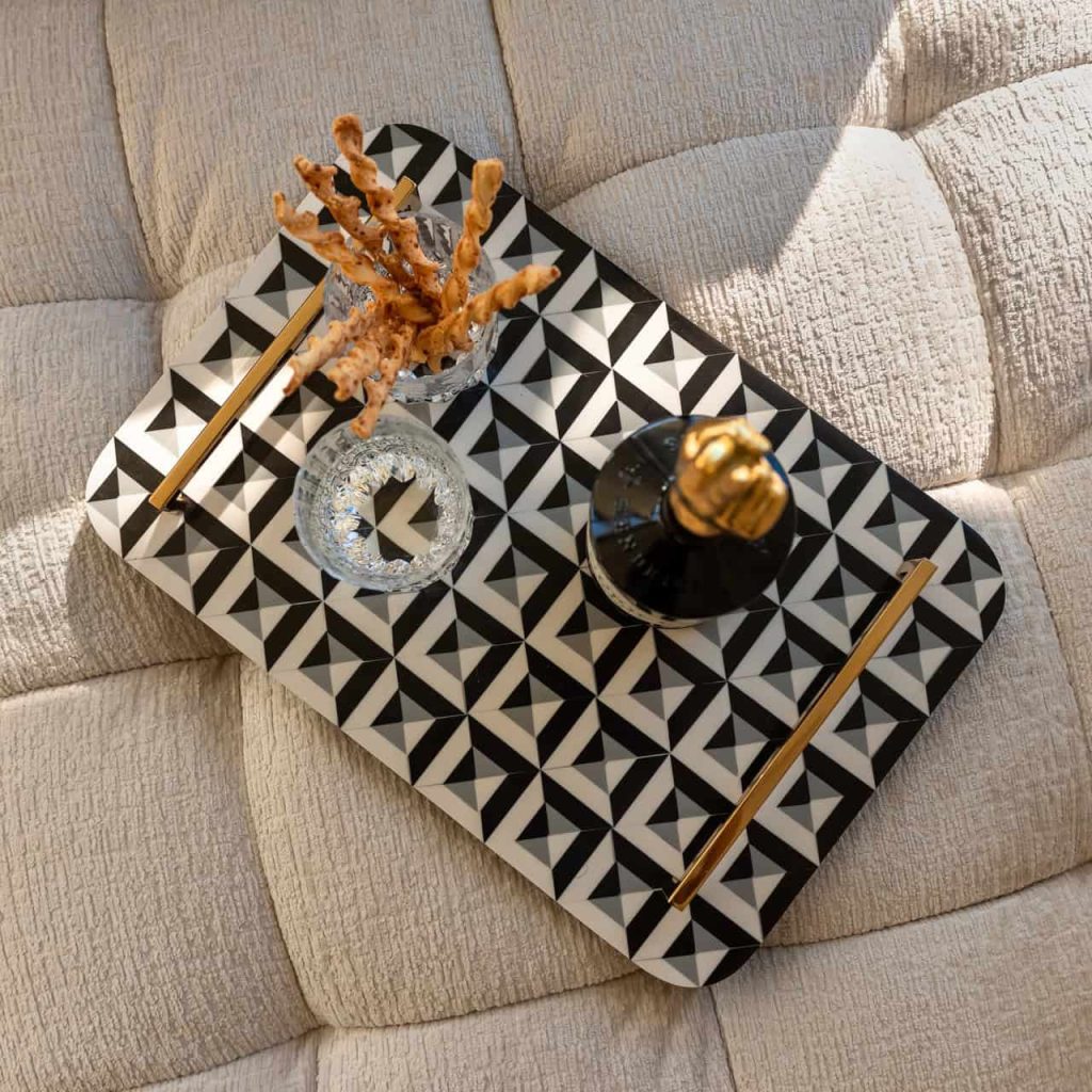 - Dienblad Birte black/white