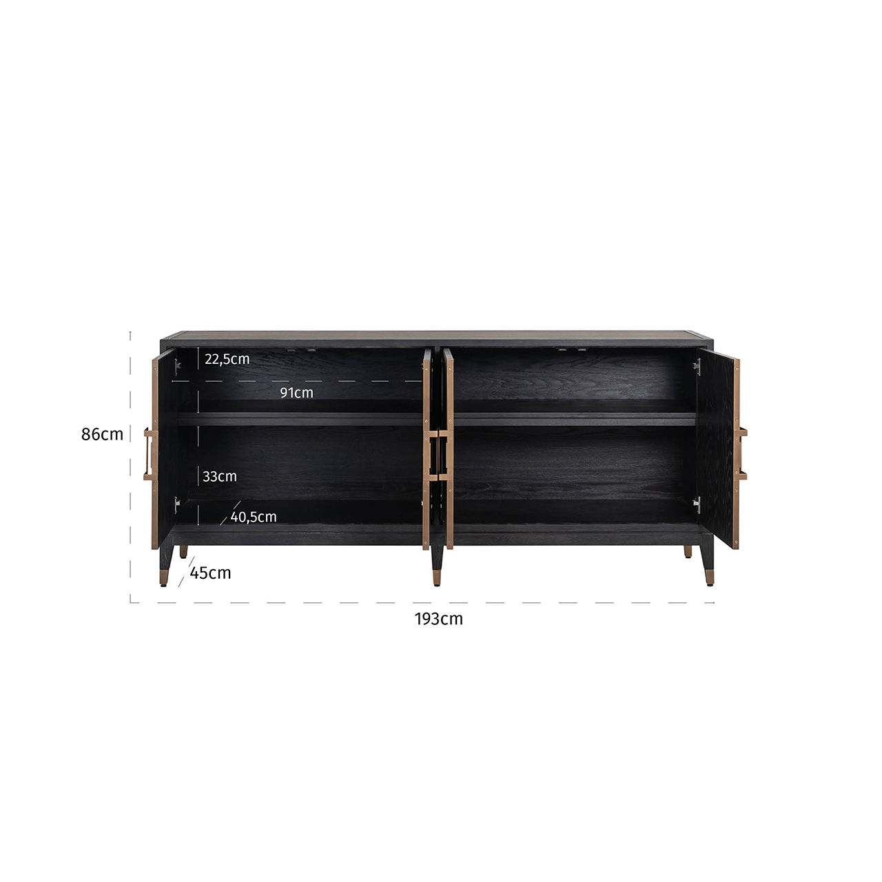 Dressoir Bloomville 4-deuren (Gold)