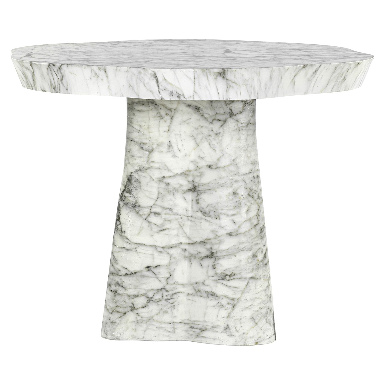 Eettafel Rockyard 100Ø faux wit marmer indoor/outdoor (White)