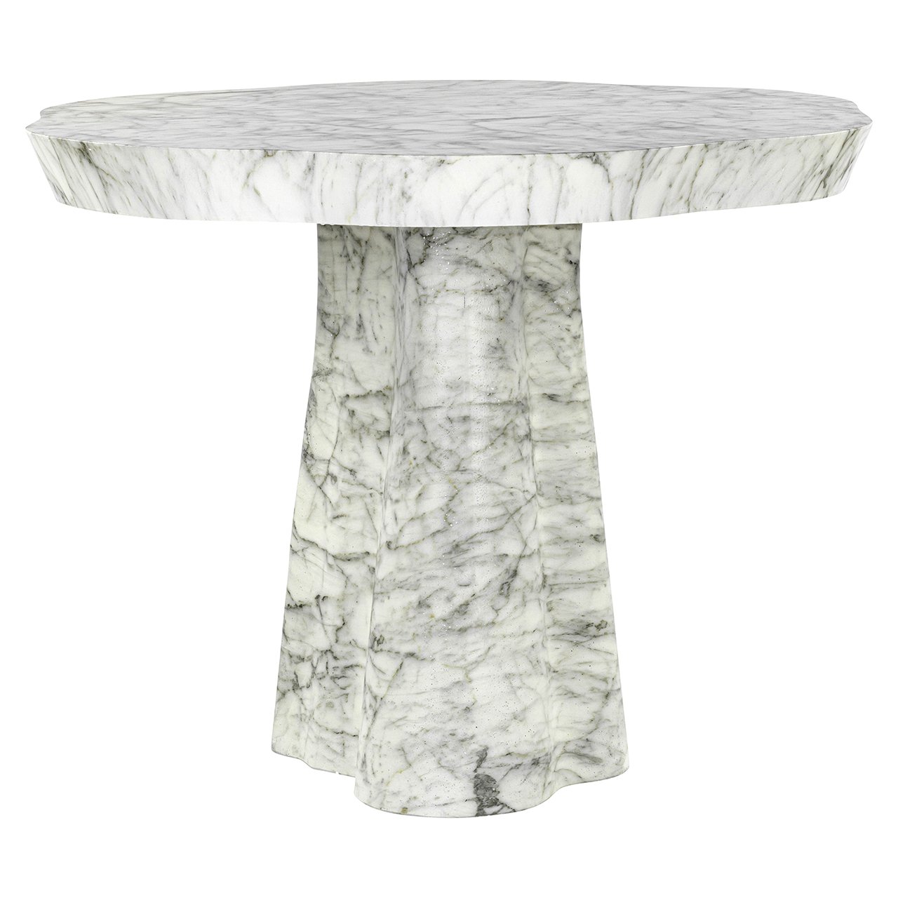 Eettafel Rockyard 100Ø faux wit marmer indoor/outdoor (White)