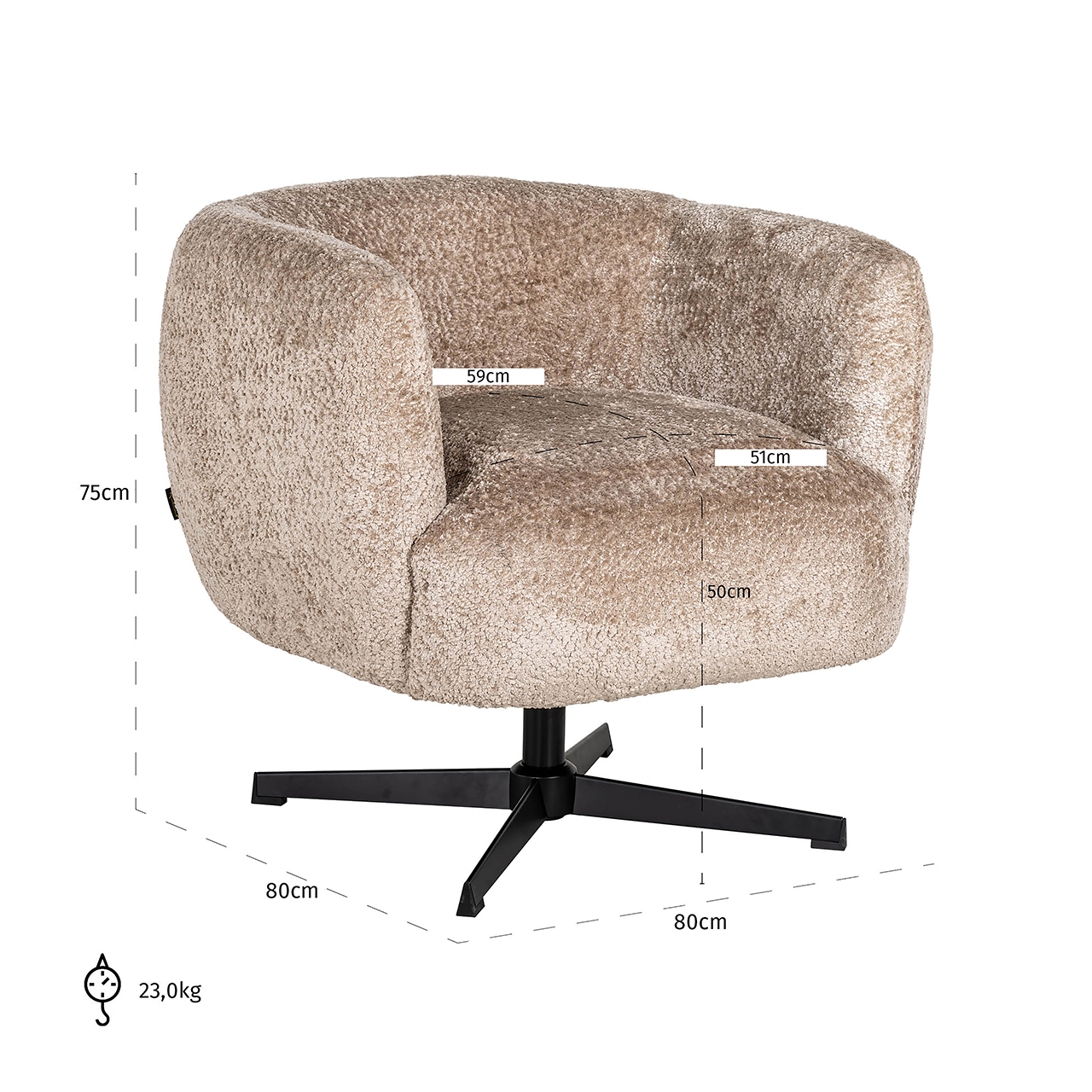 Draaifauteuil Estelle Sheep Nature (Sheep 01 nature)