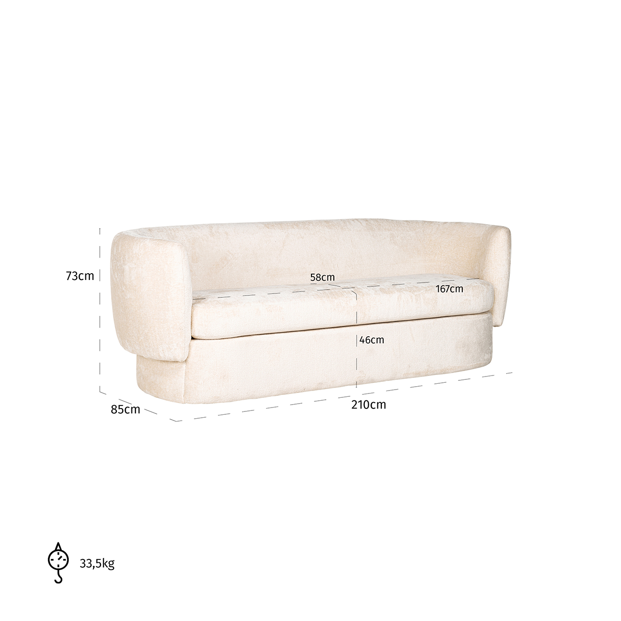 Bank Donatella white chenille fire retardant (FR-Bergen 900 white chenille)