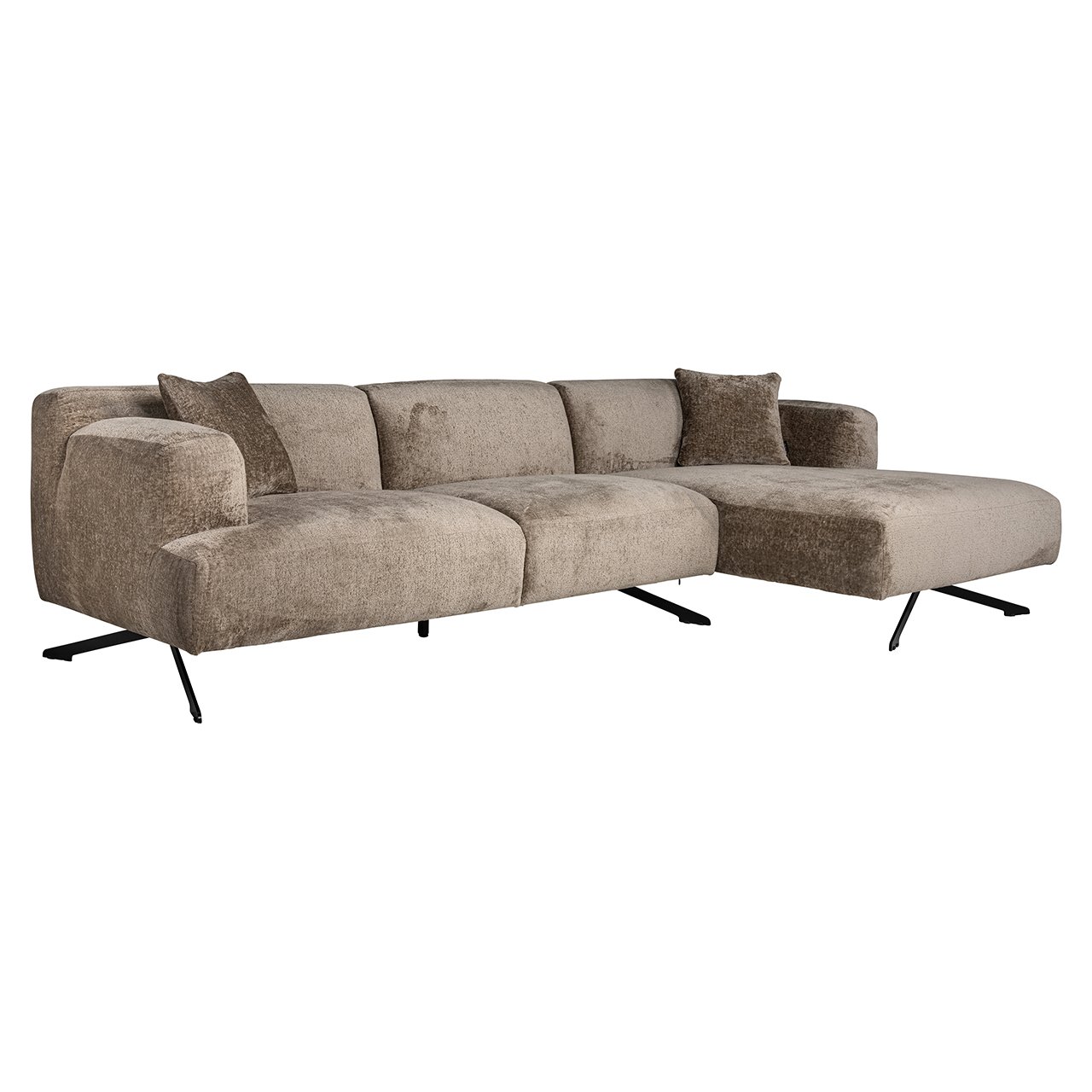 Bank Donovan 3-zits + lounge rechts (Bergen 104 taupe chenille)