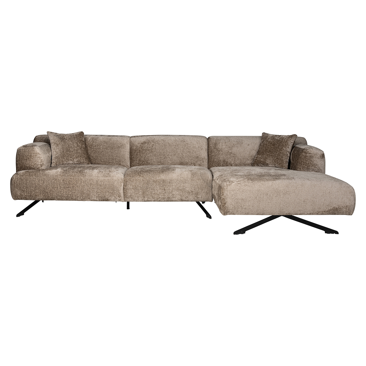 Bank Donovan 3-zits + lounge rechts (Bergen 104 taupe chenille)